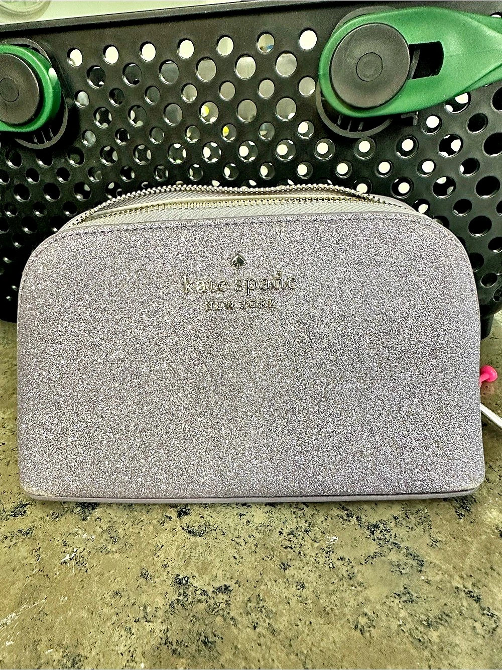Kate Spade Tinsel Small Dome Cosmetic Case in Purple
